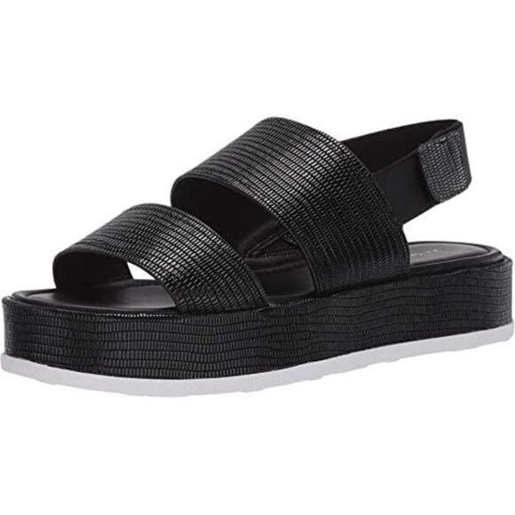 Via Spiga Gabourey2 Women's Black Leather Platform Sandals 8.5 - Picture 1 of 5